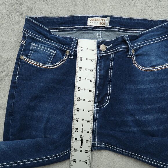 Celebrity Ace Jeans Junior's 13 Mid-Rise Flare Denim 30.5" Inseam Distressed - Picture 7 of 15